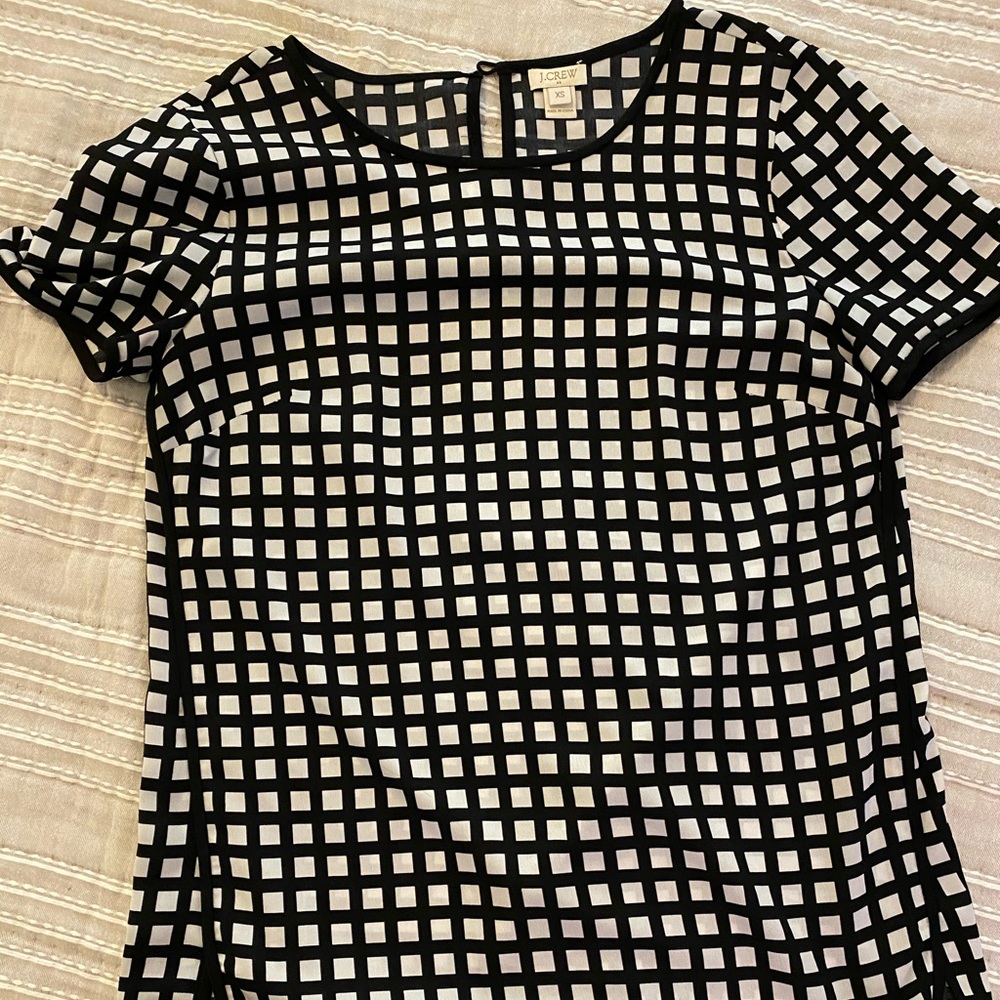 Checkered J crew blouse